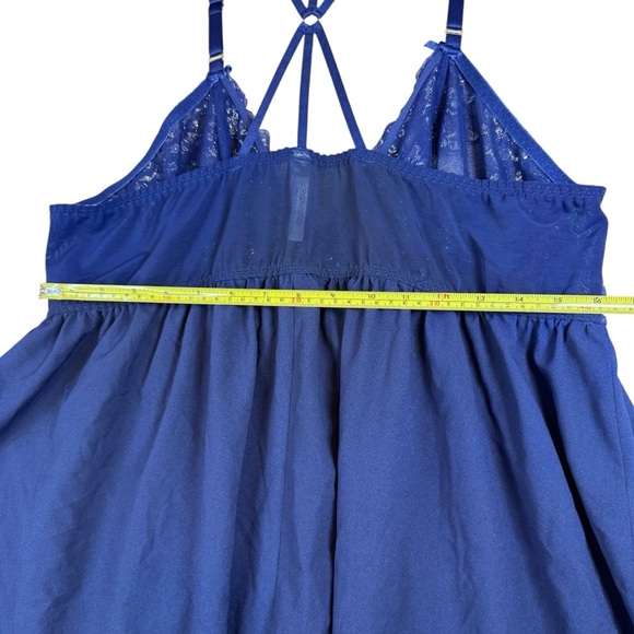 Cacique Midnight Blue Shimmer Embroidered Babydoll Sheer Chemise Size 22/24 - Picture 10 of 15